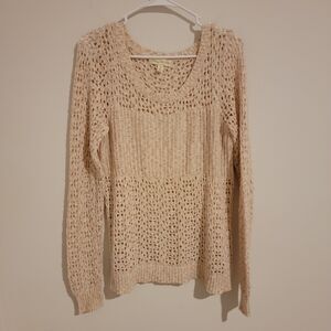 Anthropologie Staring at Stars Womens Sweater Size Medium M Open Knit Cream Boho